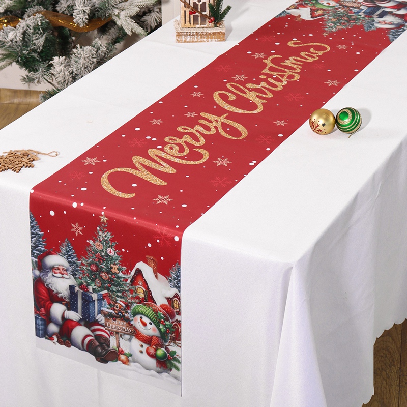 Christmas Table Runner - Christmas Santa Snowman Table Runner Christmas