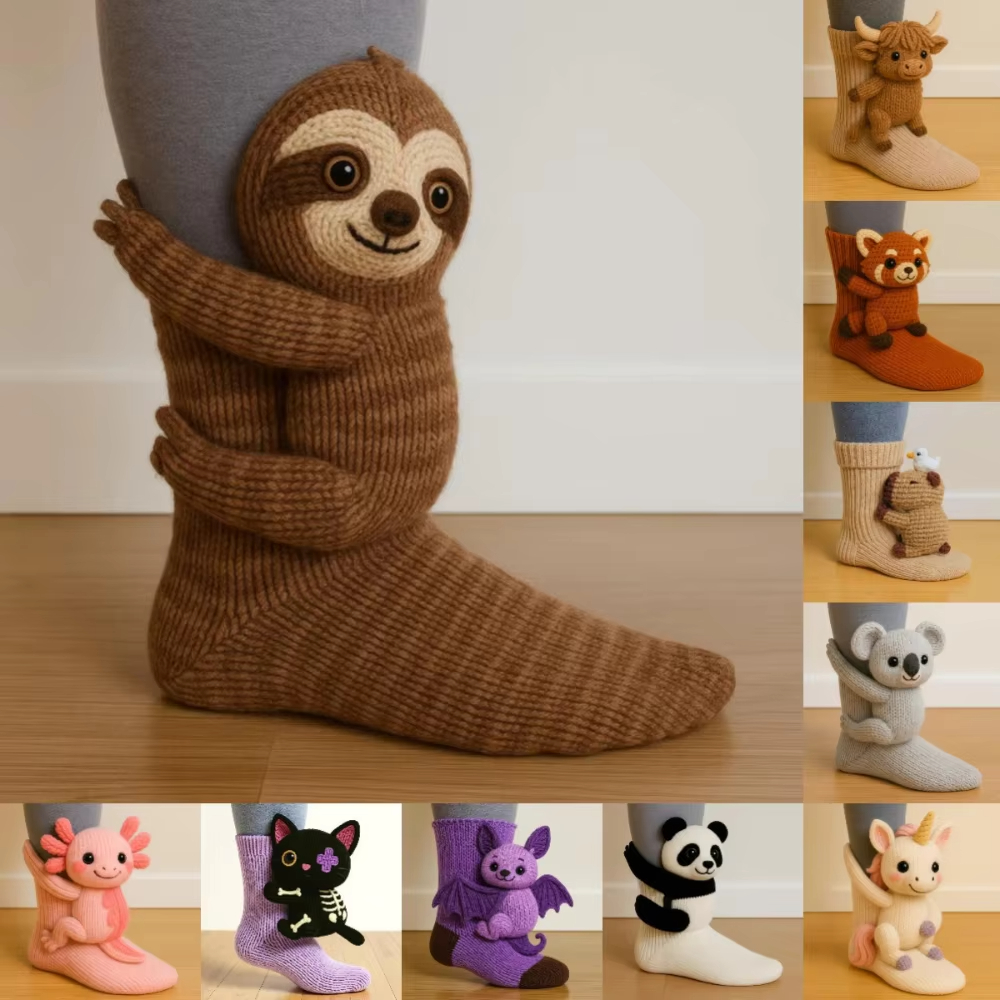 Christmas Stocking Hanging - 3D Knit Animal Sloth Socks for
