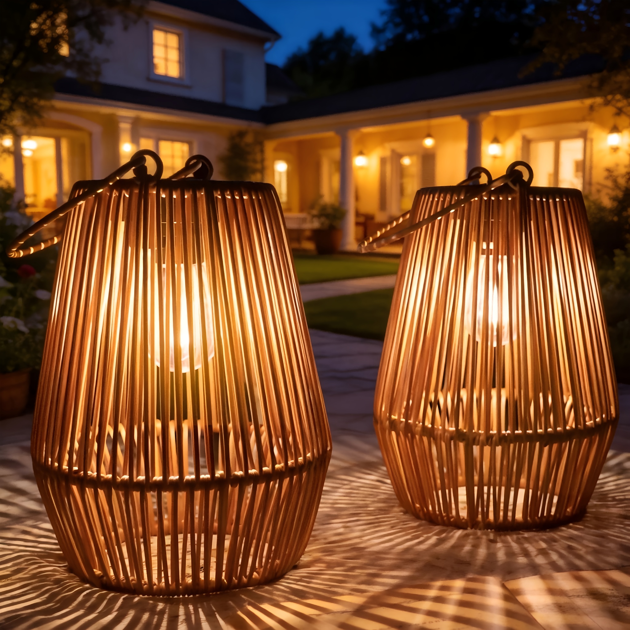 Christmas Lights Outdoor - 2CPS, Solar Lanterns, Outdoor Hanging Handmade