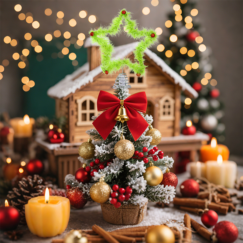 Star Tree Topper - Plush Five-pointed Star Twisty Stick Christmas