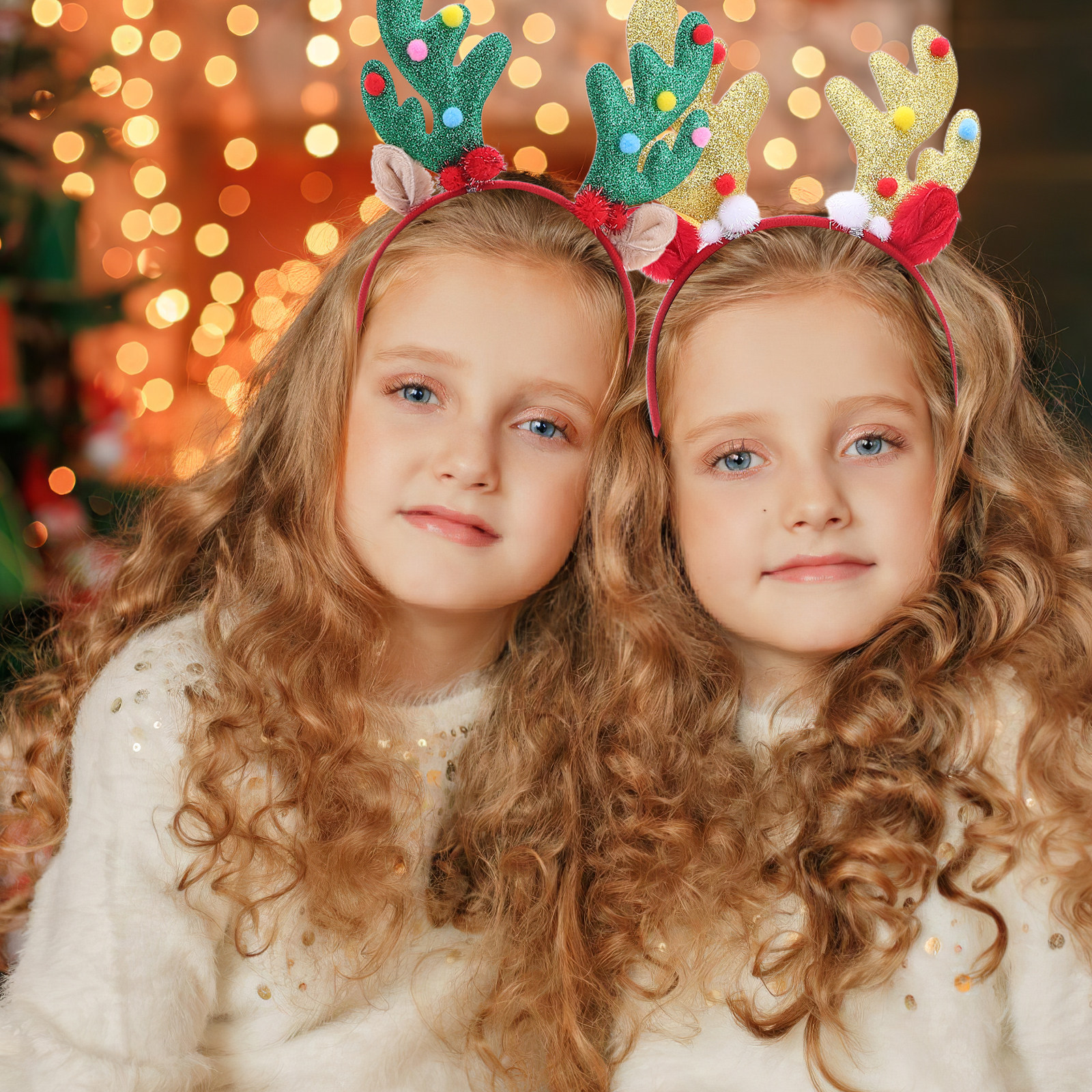 Reindeer Antlers Headband - 2Pcs Christmas Headband Reindeer Antlers Ear