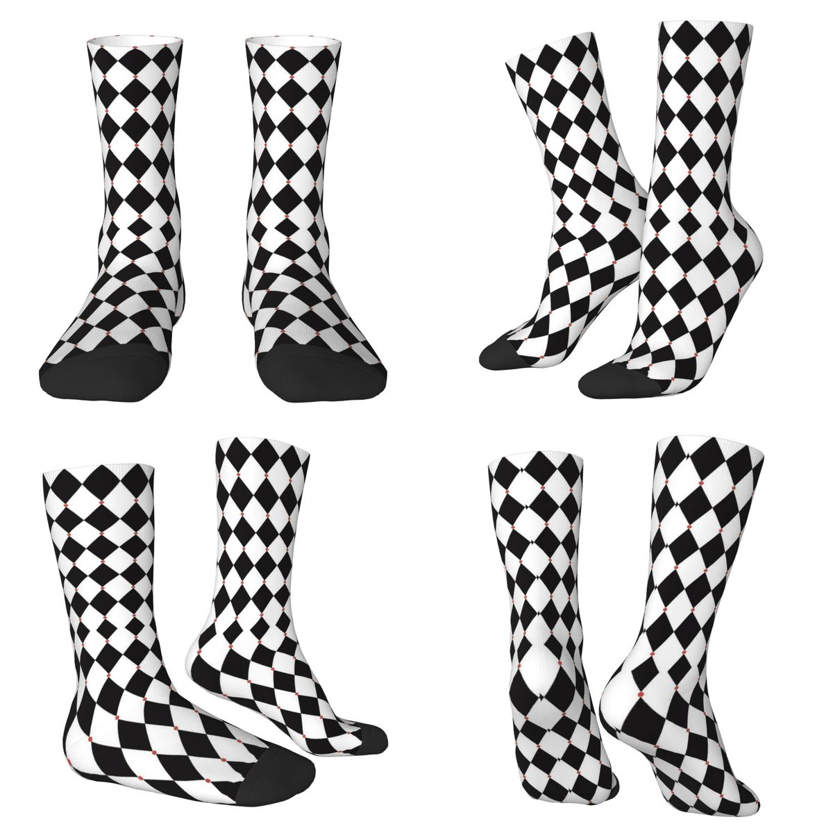 Christmas Throw Blanket - Harlequin Plaid Playing Cards Socks Harajuku