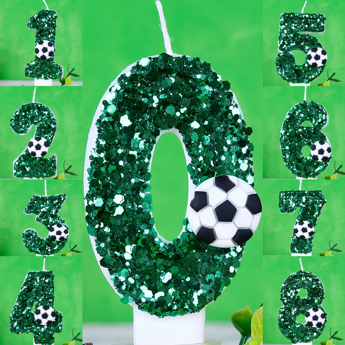 Holiday Candle Set - Boy Series 3D Green Football Birthday