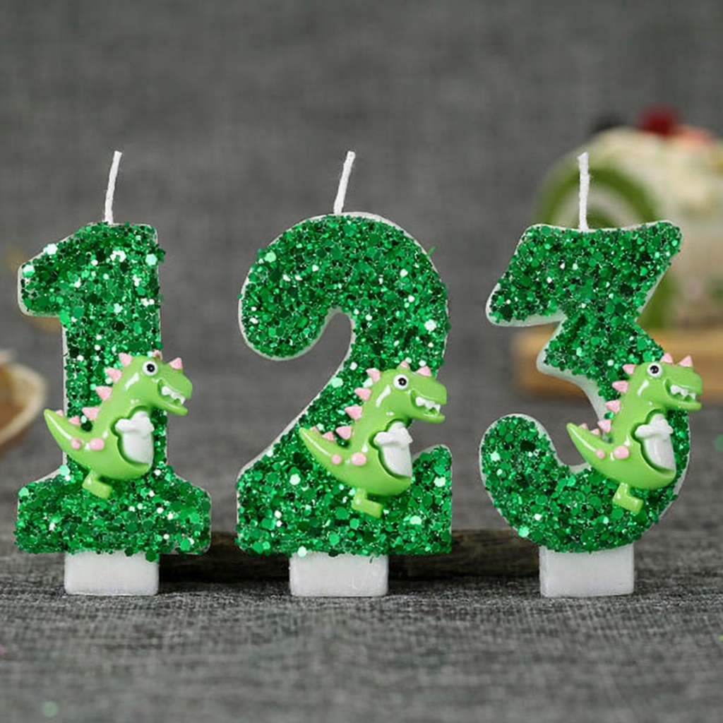 Holiday Candle Set - Cartoon Dinosaur Digital Birthday Candle -