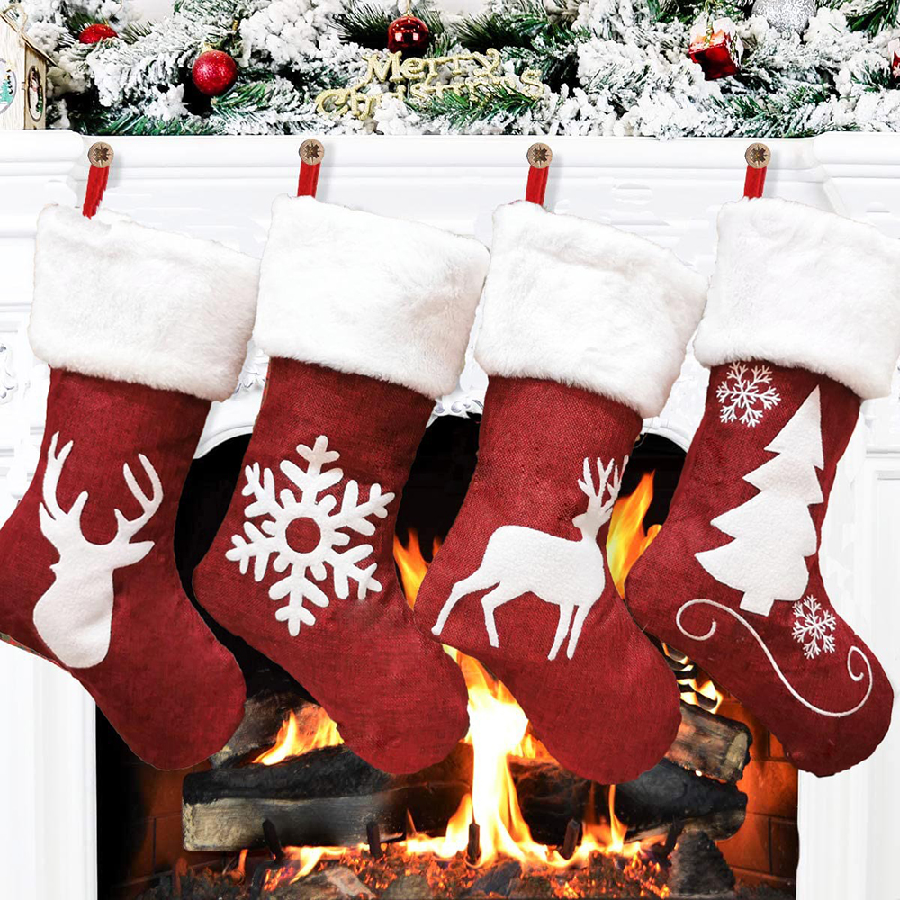 Christmas Stocking Hanging - 46Cm Plush Big Christmas Socks Bag