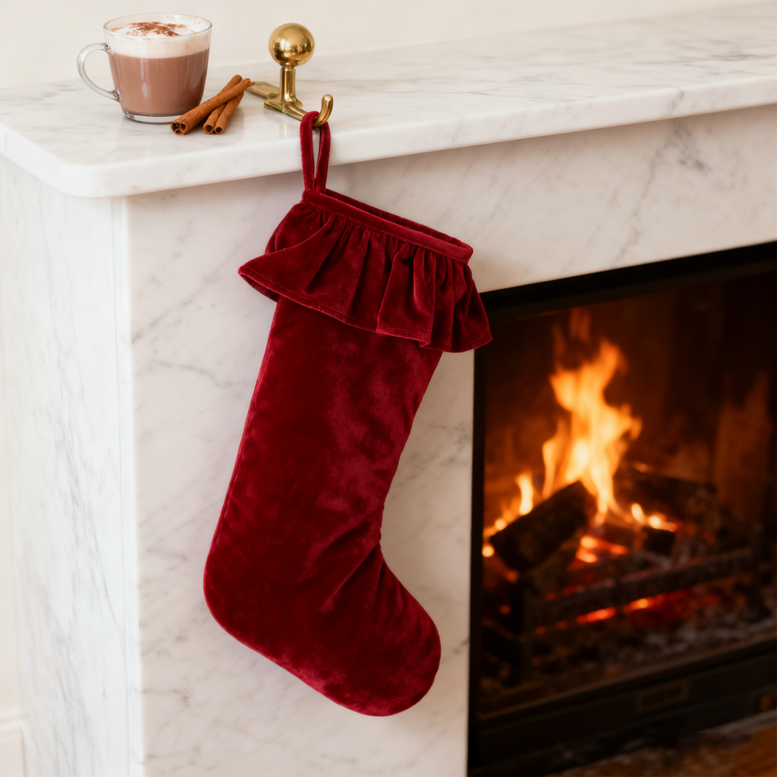 Christmas Stocking Hanging - Velvet Christmas Stocking Holiday Treat Bag
