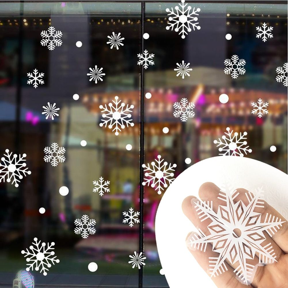 Snowflake Window Decal - 30pcs PVC Christmas Snowflakes Sticker White