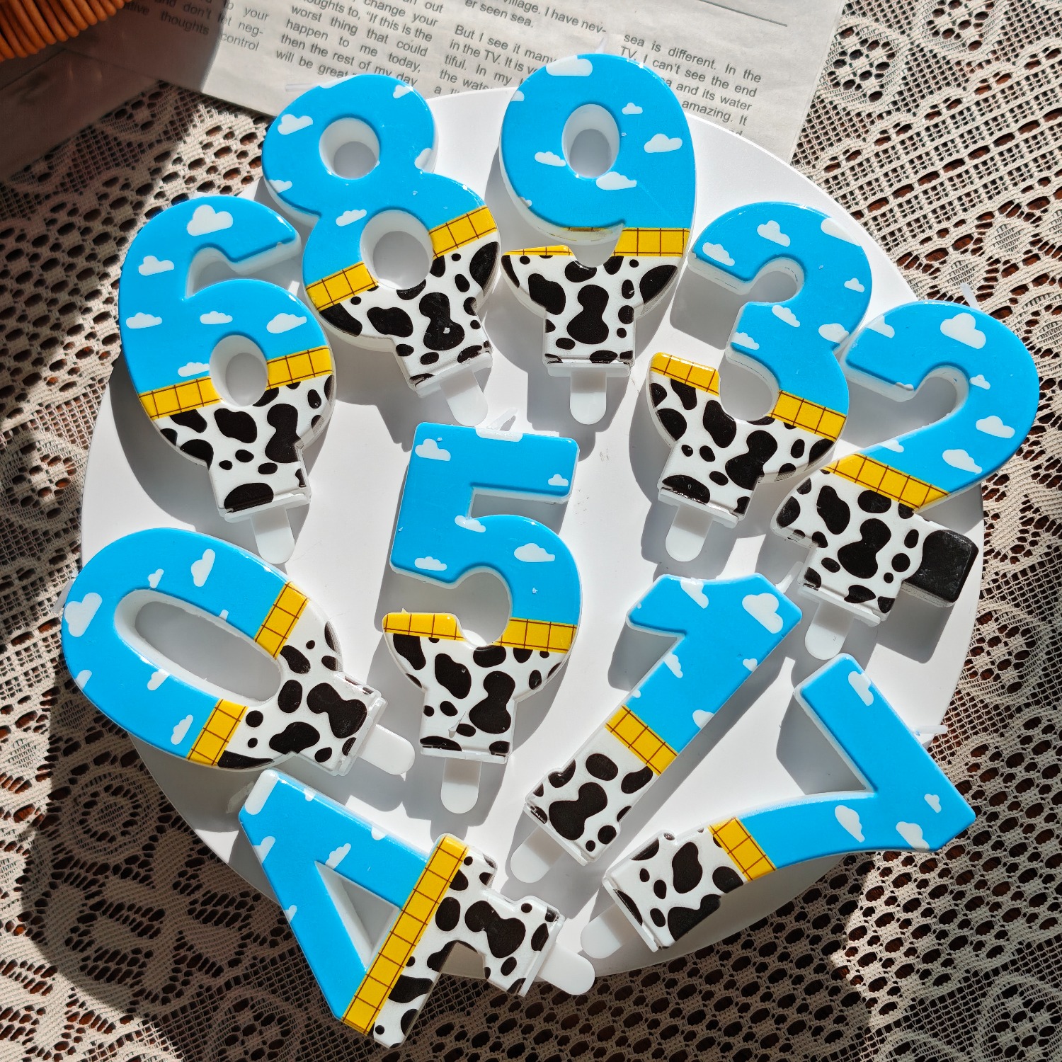 Holiday Candle Set - 1PC,Number 1-9Blue Sky and White Cloud