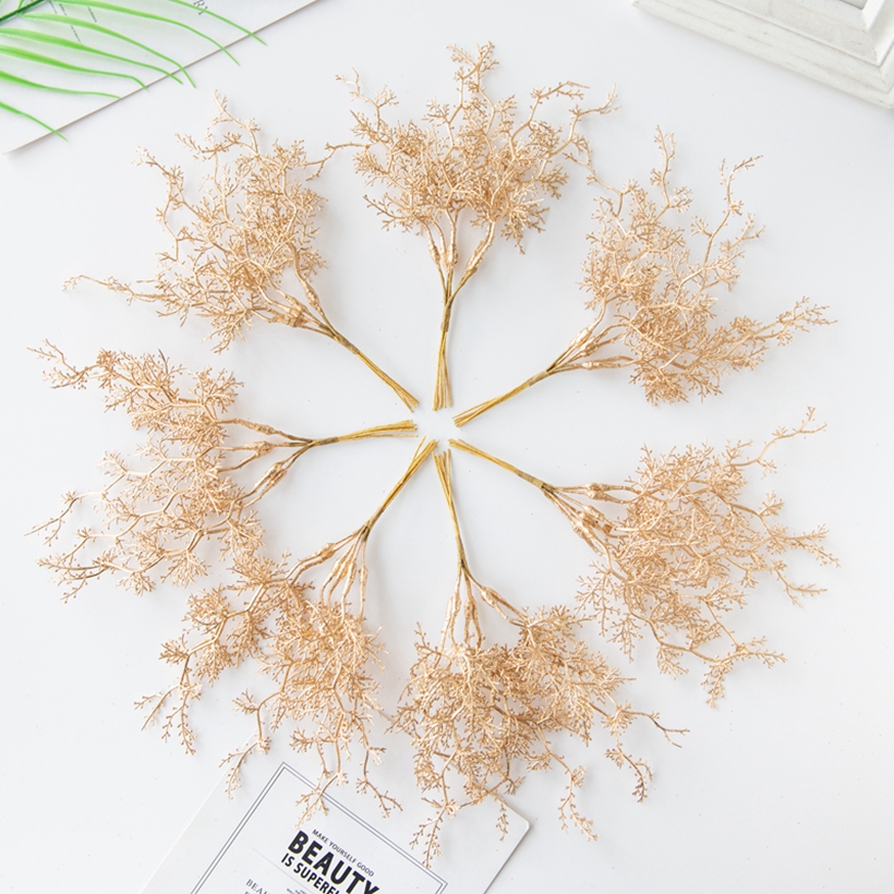 Christmas Wreath Fake - 6Pcs/bundle Artificial Plant Golden Silvery Fake