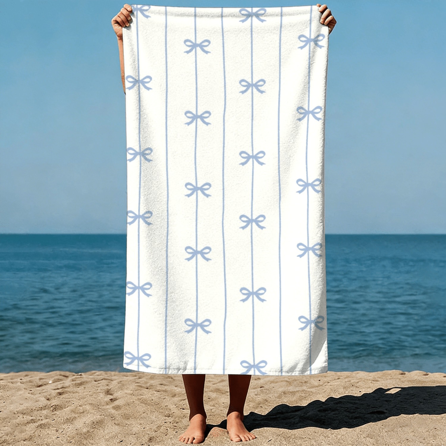 Ribbon Bow Gift - 1pc Summer Beach Towel Blue Ribbon