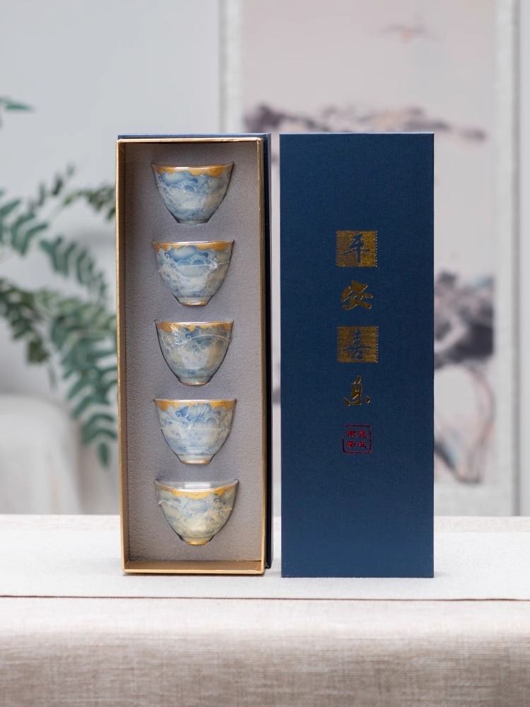 Gift Box Wrap Set - Porcelain wrapped silver cup, silver cup,