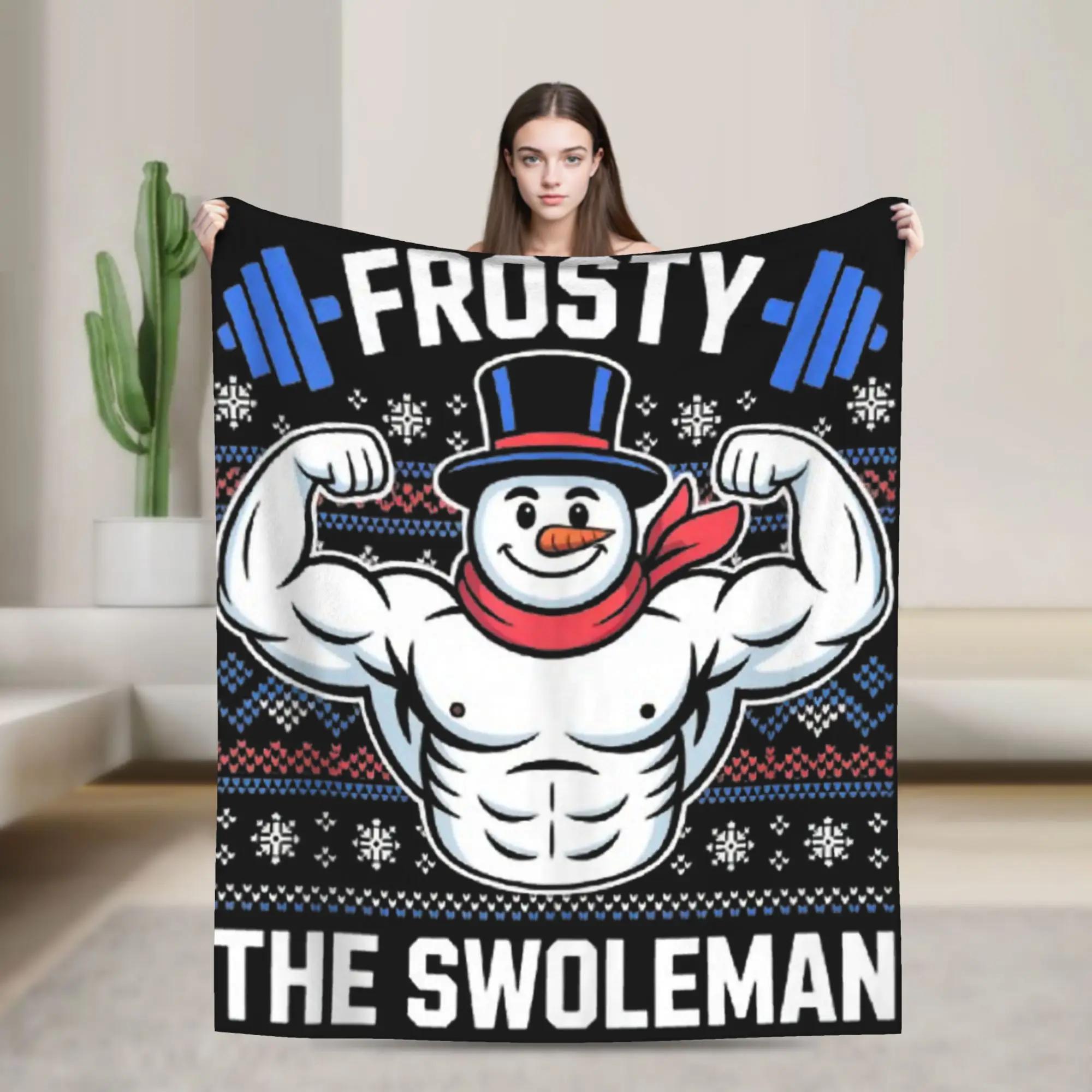 Christmas Throw Blanket - Frosty The Swoleman Funny Ugly Christmas