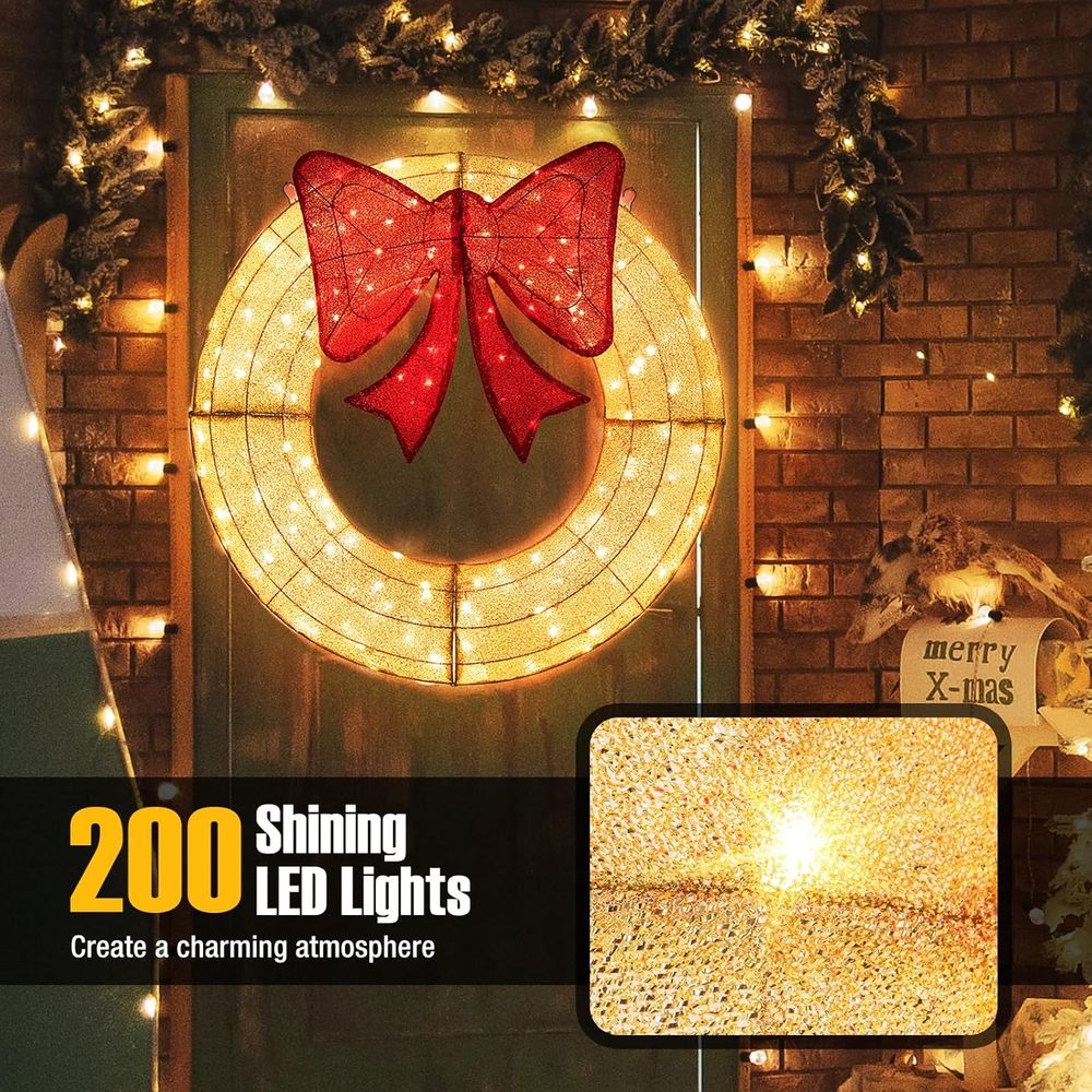 48 Inch Pre-Lit Christmas Wrea - Christmas Lights Outdoor incelemesi ve fiyatı