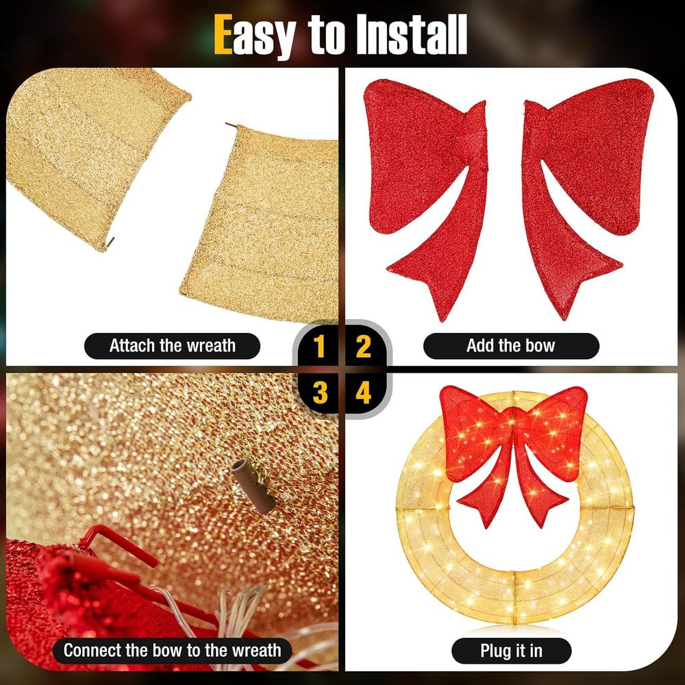 48 Inch Pre-Lit Christmas Wrea - Christmas Lights Outdoor incelemesi ve fiyatı