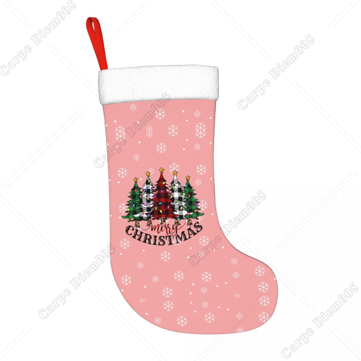 Pink Snowflakes Christmas Tree - Christmas Stocking Hanging incelemesi ve fiyatı