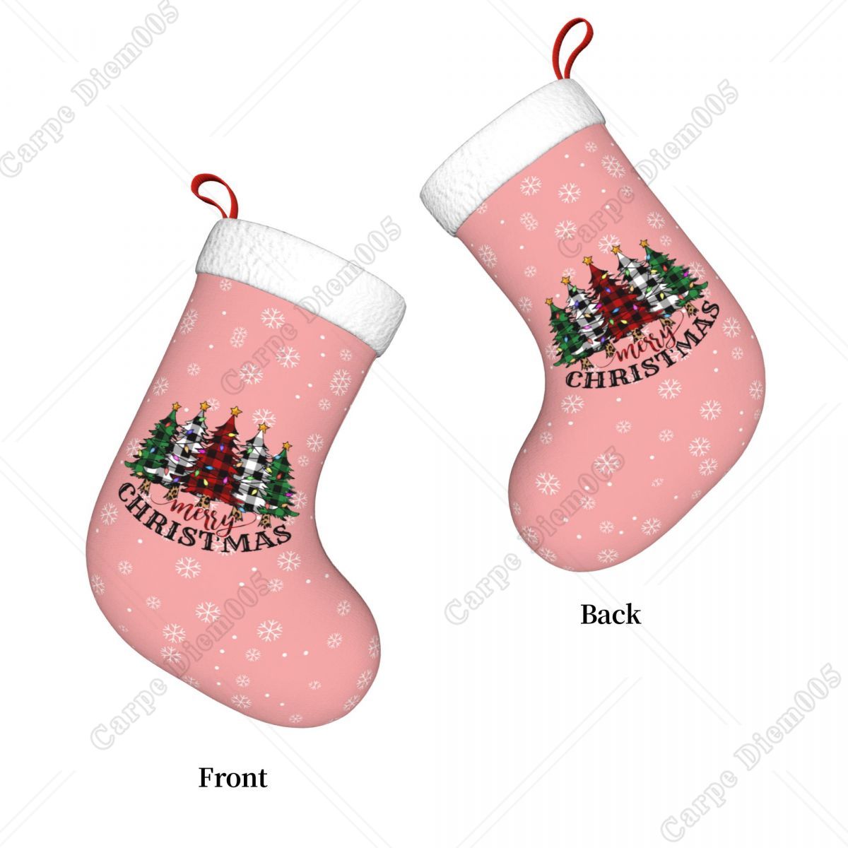 Pink Snowflakes Christmas Tree - Christmas Stocking Hanging incelemesi ve fiyatı