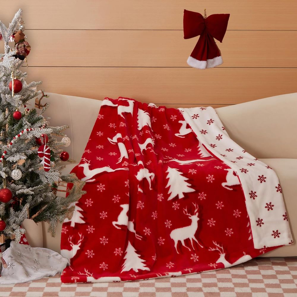 Christmas Faux Rabbit Fur & Fl - Christmas Throw Blanket incelemesi ve fiyatı