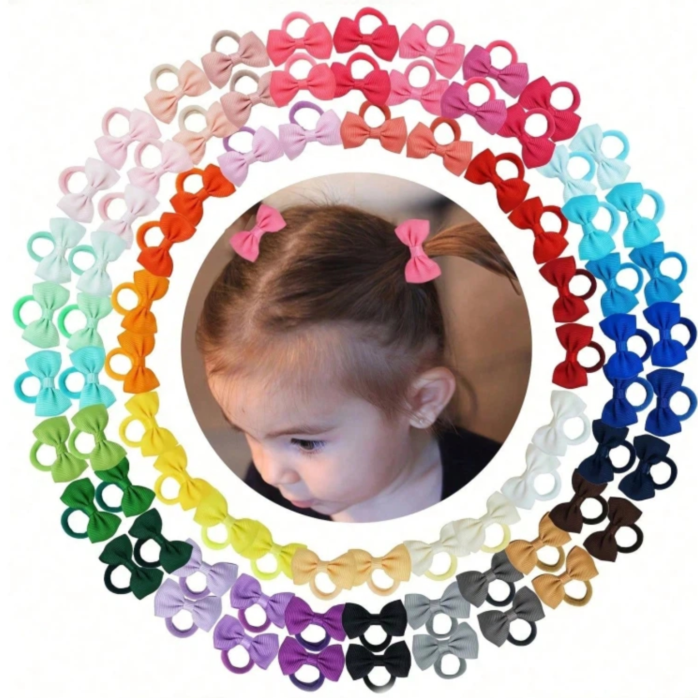 40/60/80 Baby Girls Hair Ties  - Ribbon Bow Gift incelemesi ve fiyatı