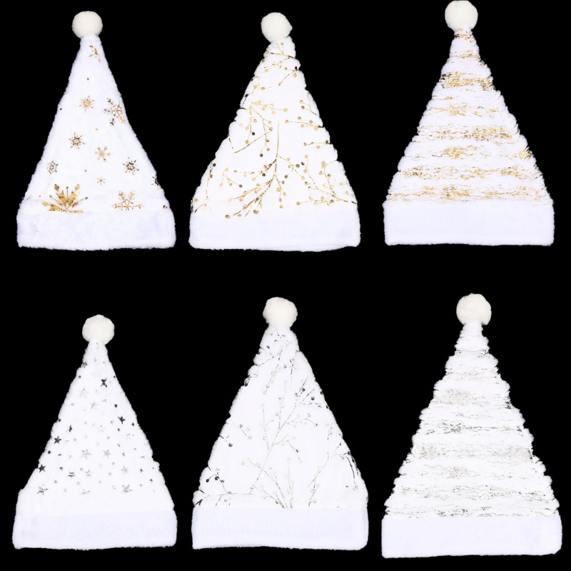 White Plush Christmas Hat Gold - Santa Hat Plush incelemesi ve fiyatı
