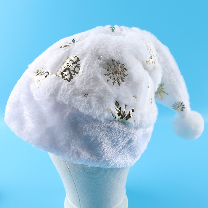 White Plush Christmas Hat Gold - Santa Hat Plush incelemesi ve fiyatı