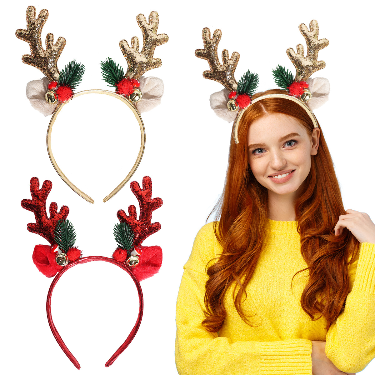 1/2pcs Christmas Glitter Deer  - Reindeer Antlers Headband incelemesi ve fiyatı