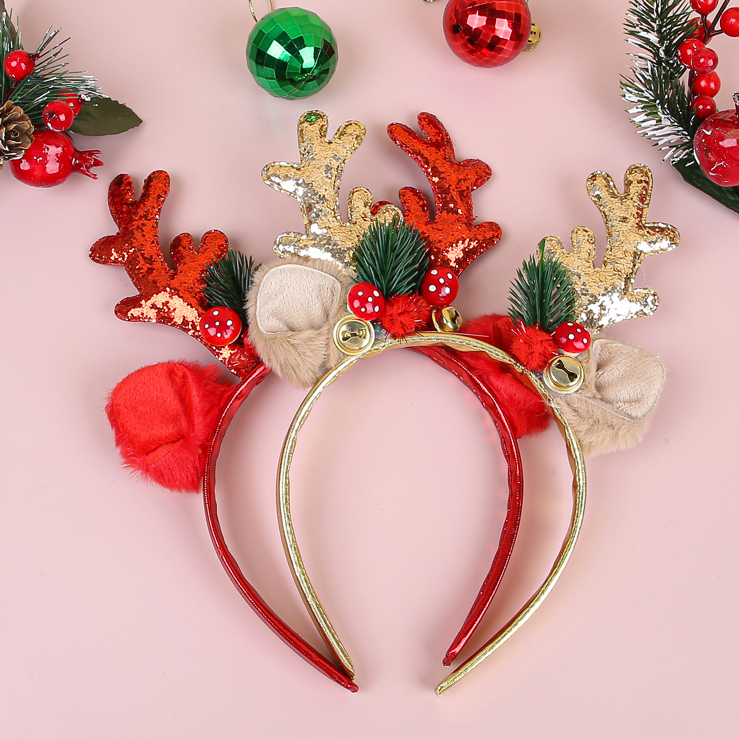 1/2pcs Christmas Glitter Deer  - Reindeer Antlers Headband incelemesi ve fiyatı