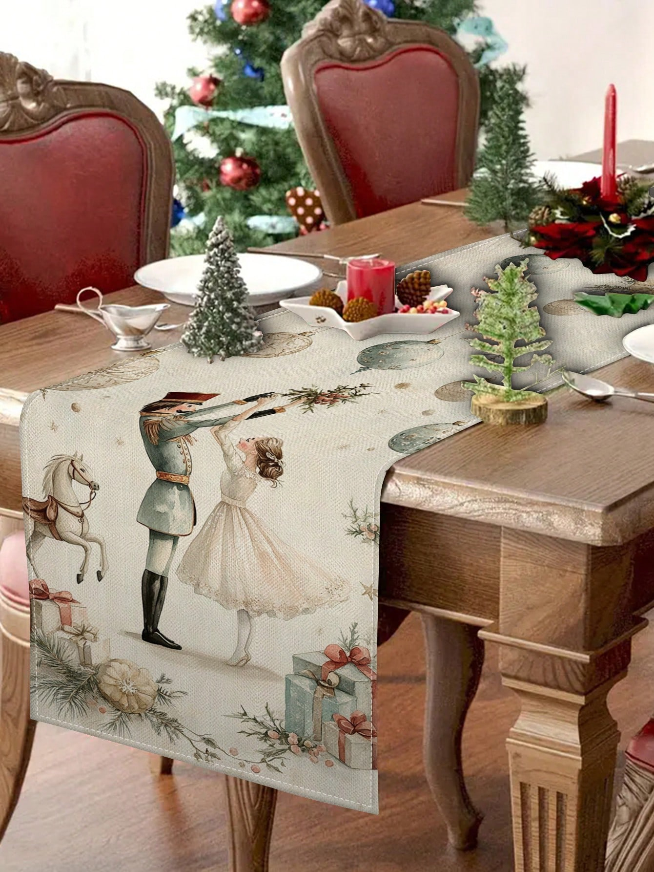 1pc Christmas Nutcracker & Bal - Christmas Table Runner incelemesi ve fiyatı