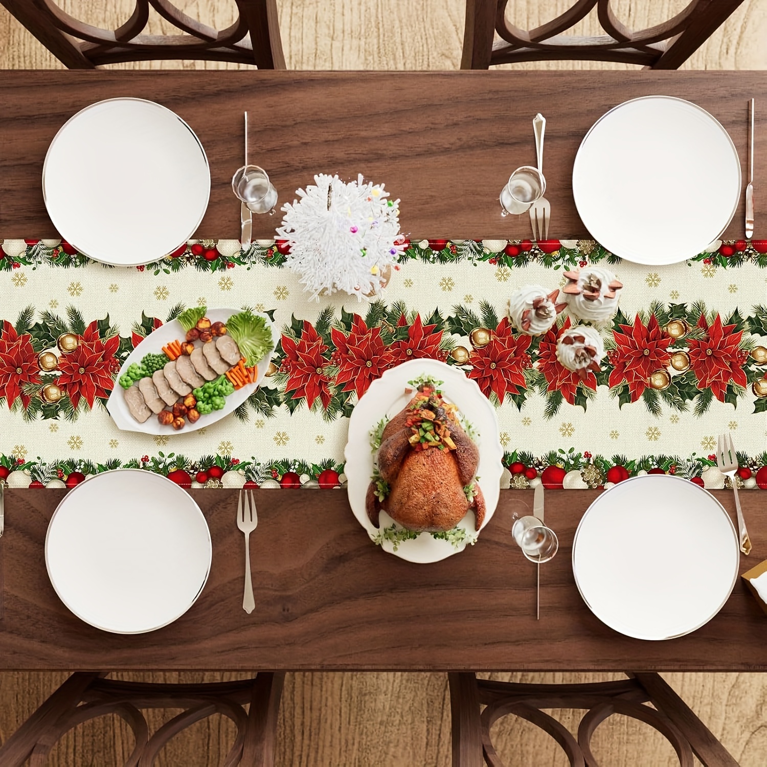 1pc Multi-Size Winter Floral T - Christmas Table Runner incelemesi ve fiyatı
