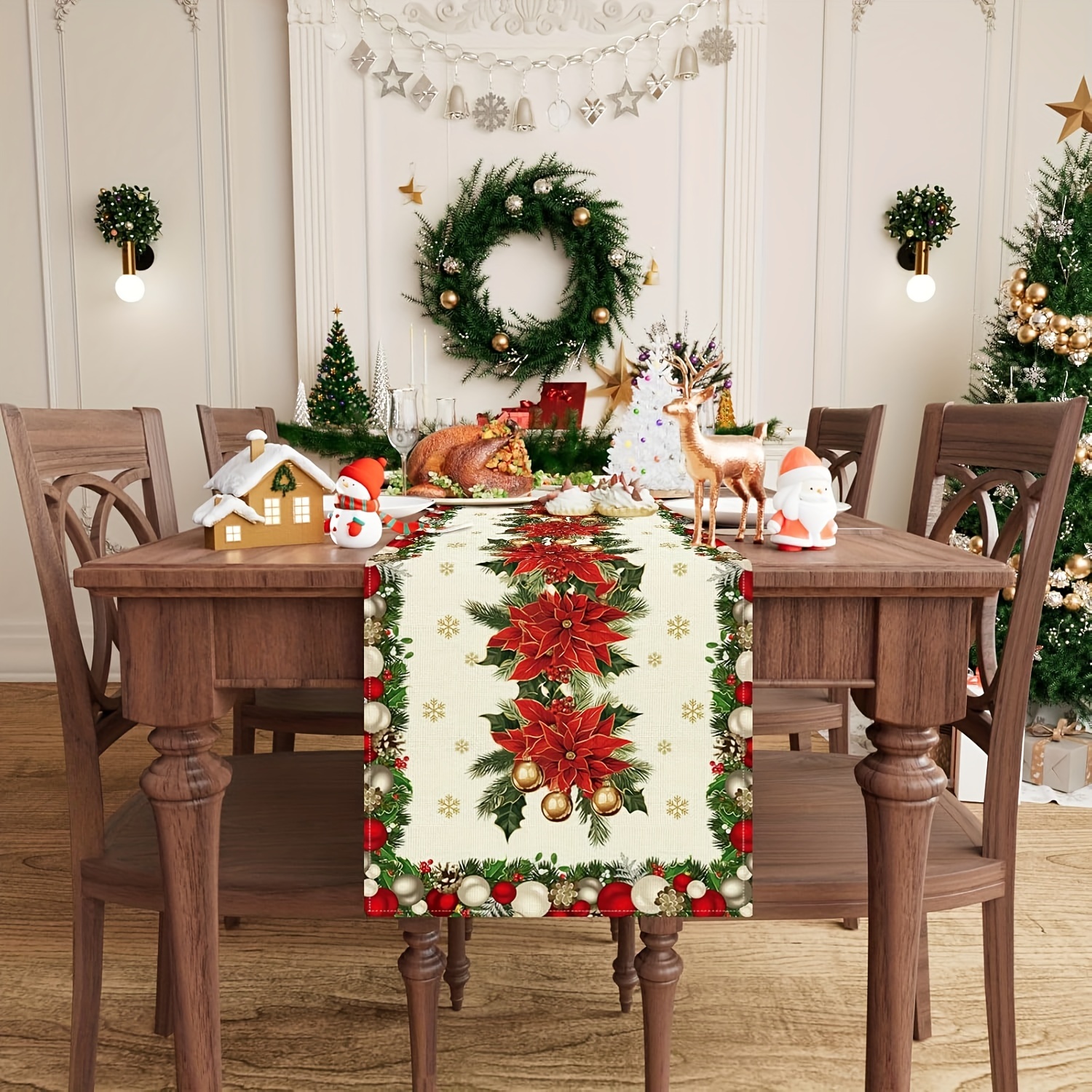 1pc Multi-Size Winter Floral T - Christmas Table Runner incelemesi ve fiyatı