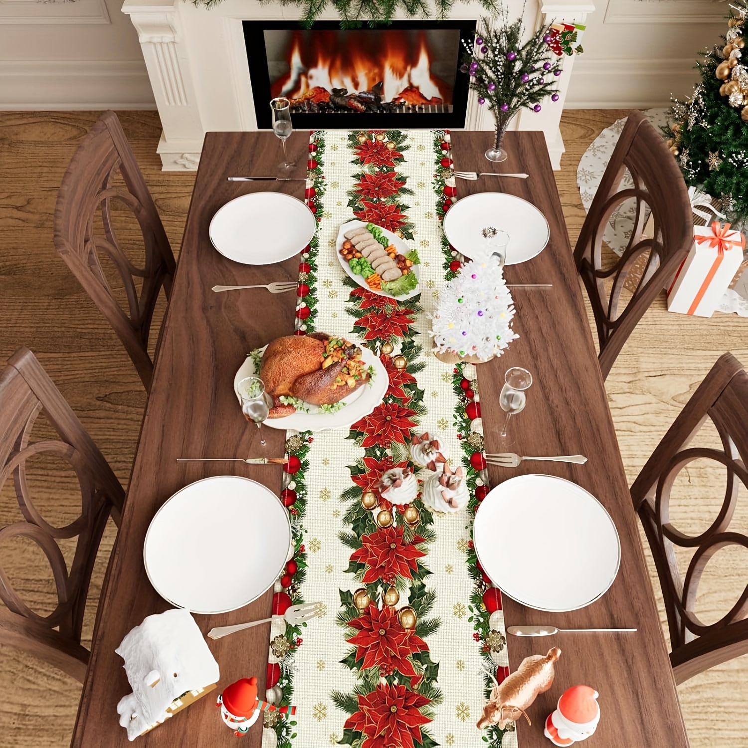 1pc Multi-Size Winter Floral T - Christmas Table Runner incelemesi ve fiyatı