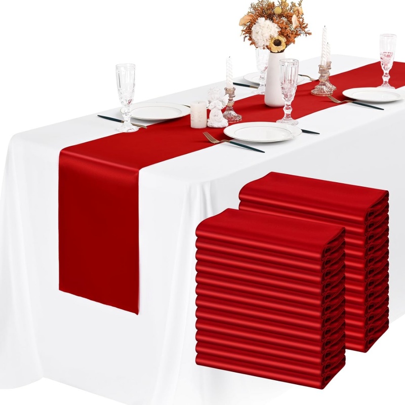 New 10-1PC Shiny Satin Banquet - Christmas Table Runner incelemesi ve fiyatı