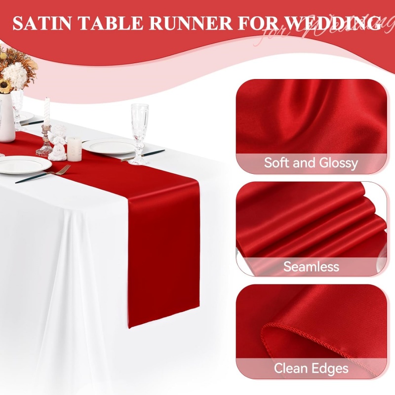New 10-1PC Shiny Satin Banquet - Christmas Table Runner incelemesi ve fiyatı