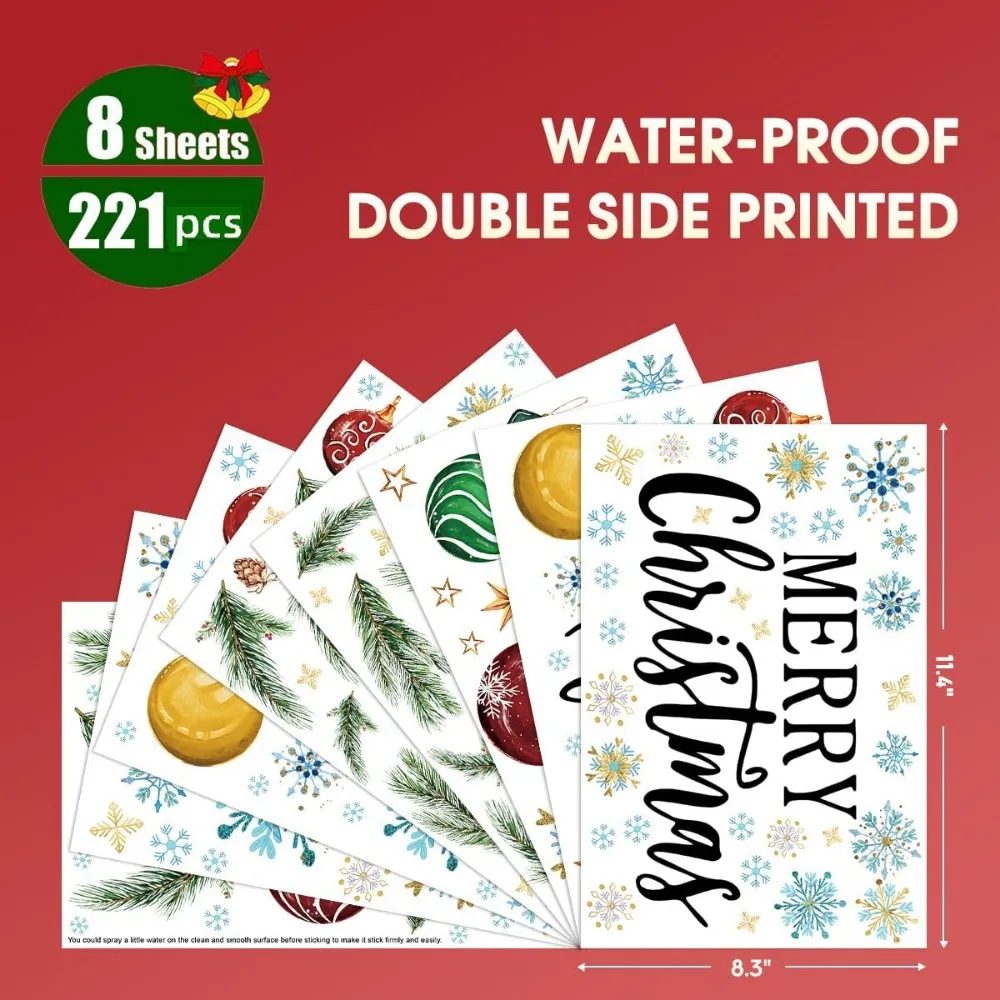 221 PCS Christmas Window Cling - Snowflake Window Decal incelemesi ve fiyatı