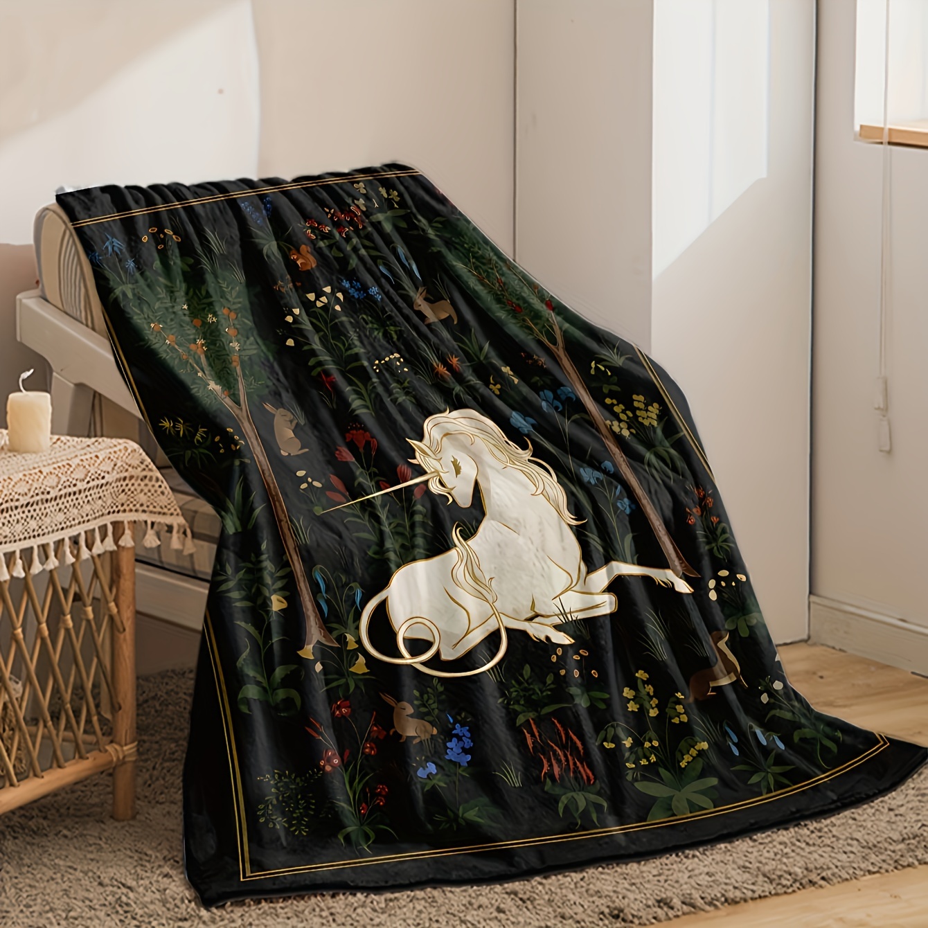 1pc Magical Unicorn Forest Thr - Christmas Throw Blanket incelemesi ve fiyatı