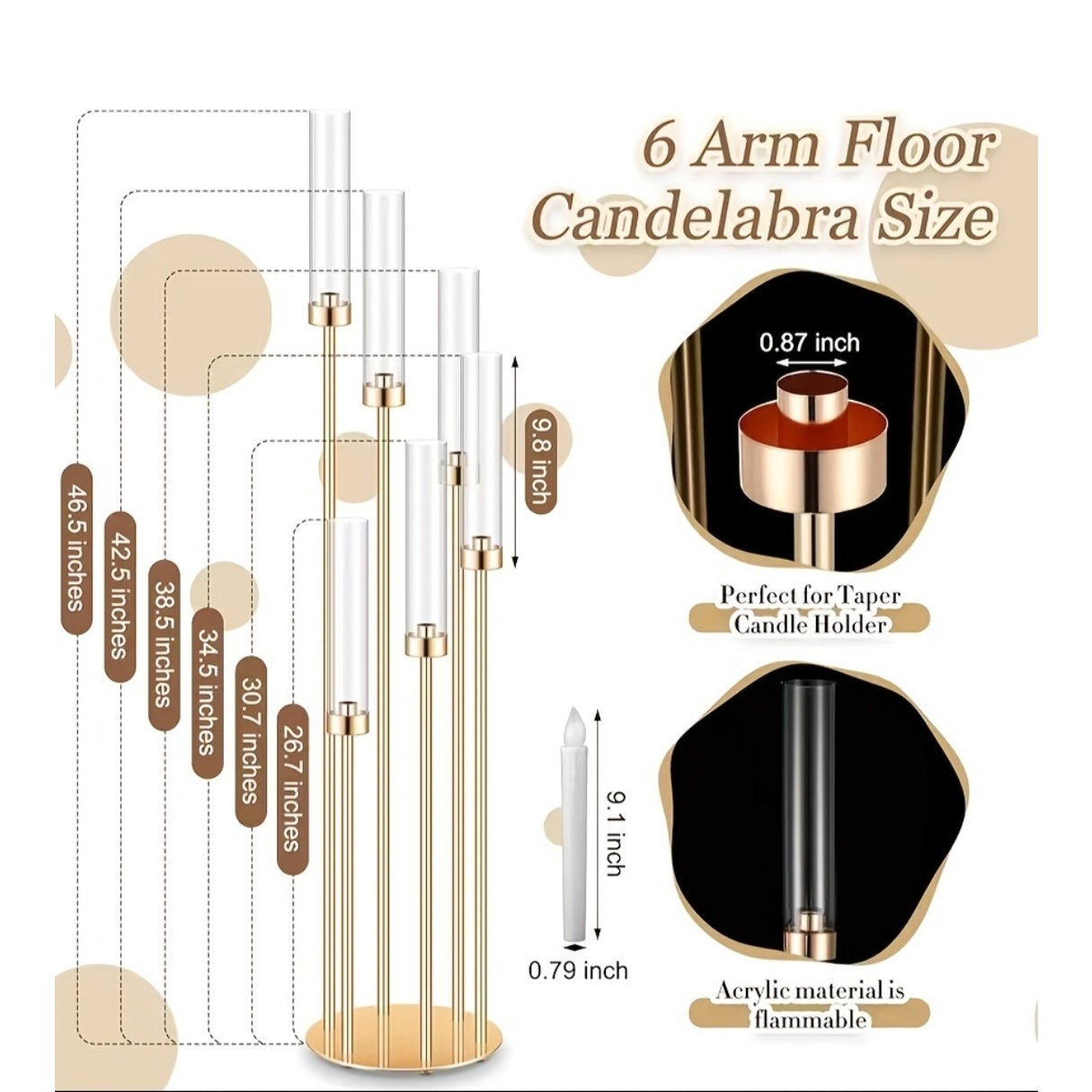 2 Sets Floor Candelabra 6 Arms - Holiday Candle Set incelemesi ve fiyatı