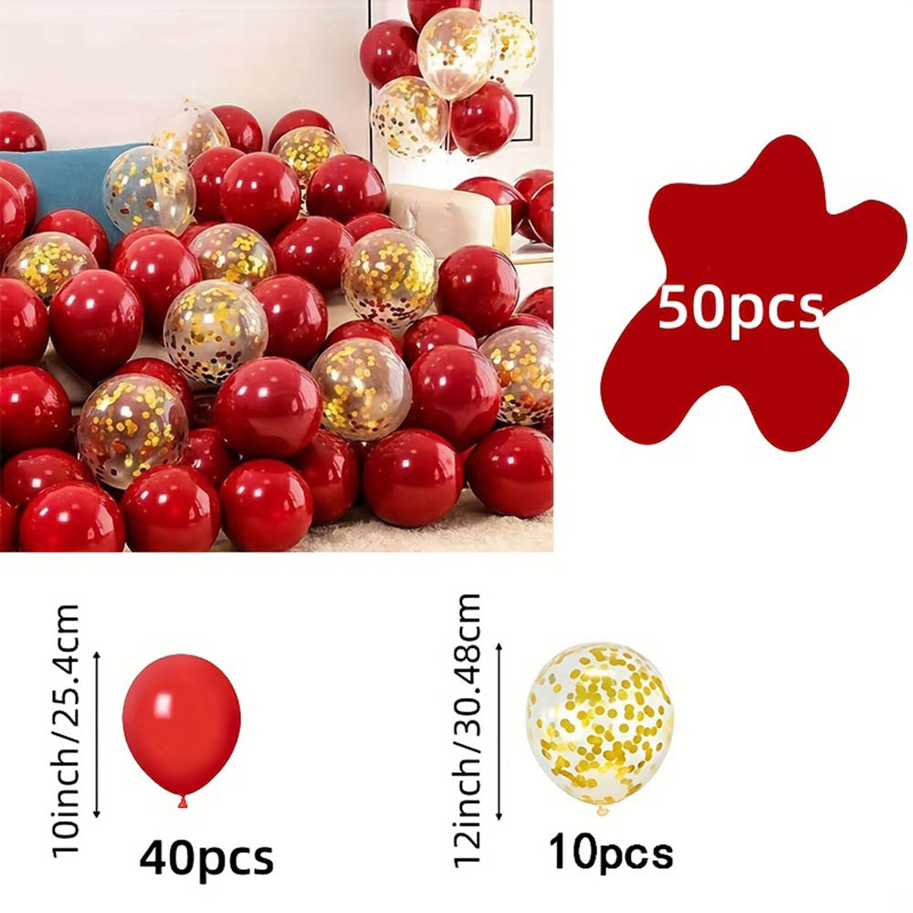 50pcs/pack Red Gold Balloon Ar - Tinsel Garland Decoration incelemesi ve fiyatı