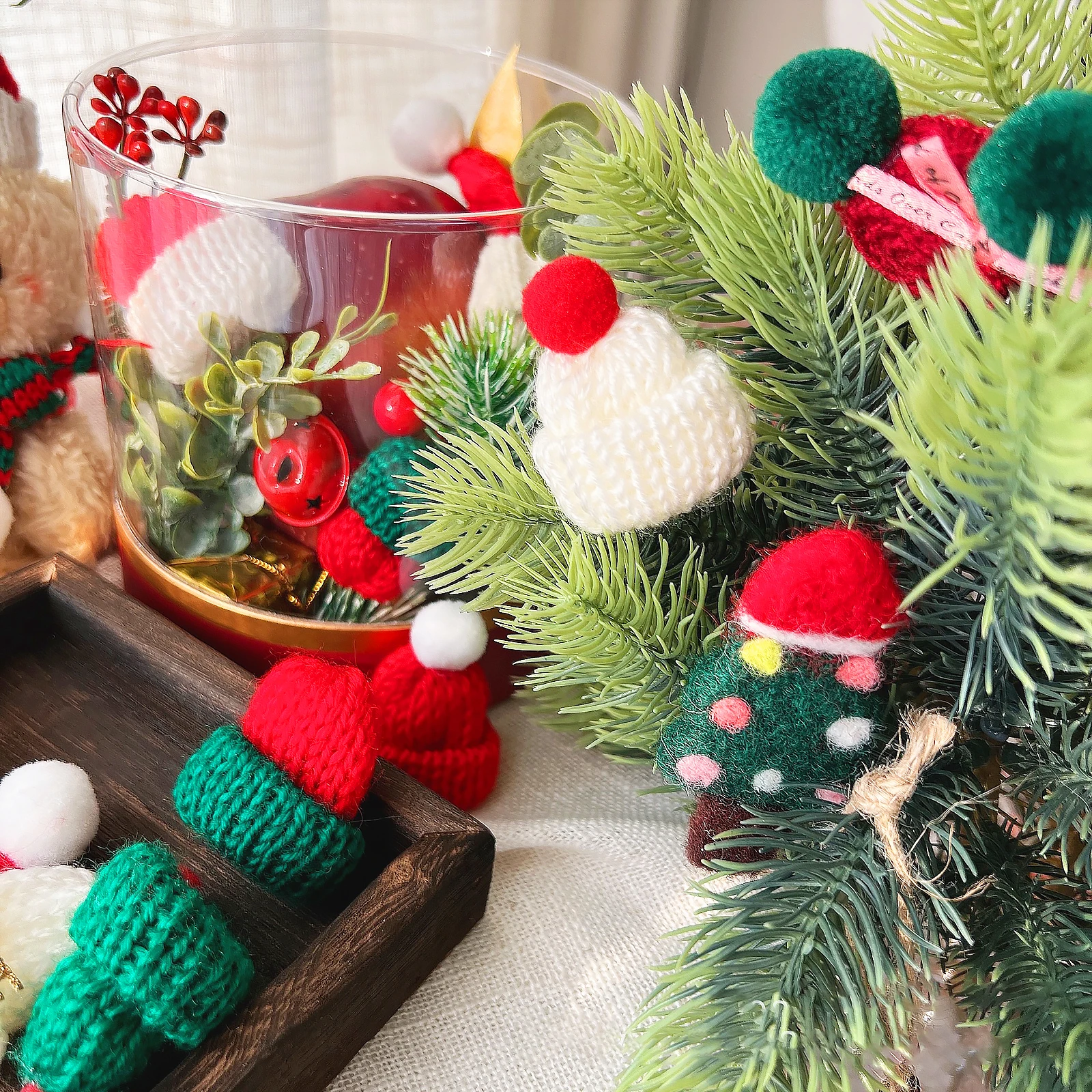 10/20pcs Mini Santa Hat & Scar - Santa Hat Plush incelemesi ve fiyatı