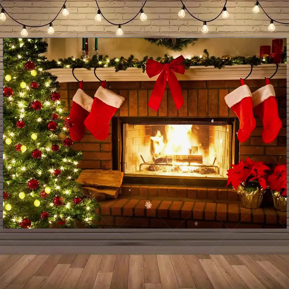 Christmas Photography Backdrop - Christmas Stocking Hanging incelemesi ve fiyatı