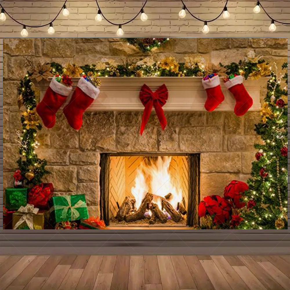 Christmas Photography Backdrop - Christmas Stocking Hanging incelemesi ve fiyatı