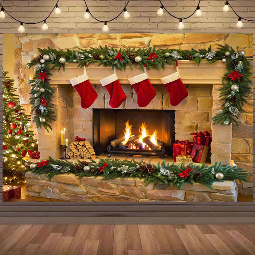Christmas Photography Backdrop - Christmas Stocking Hanging incelemesi ve fiyatı