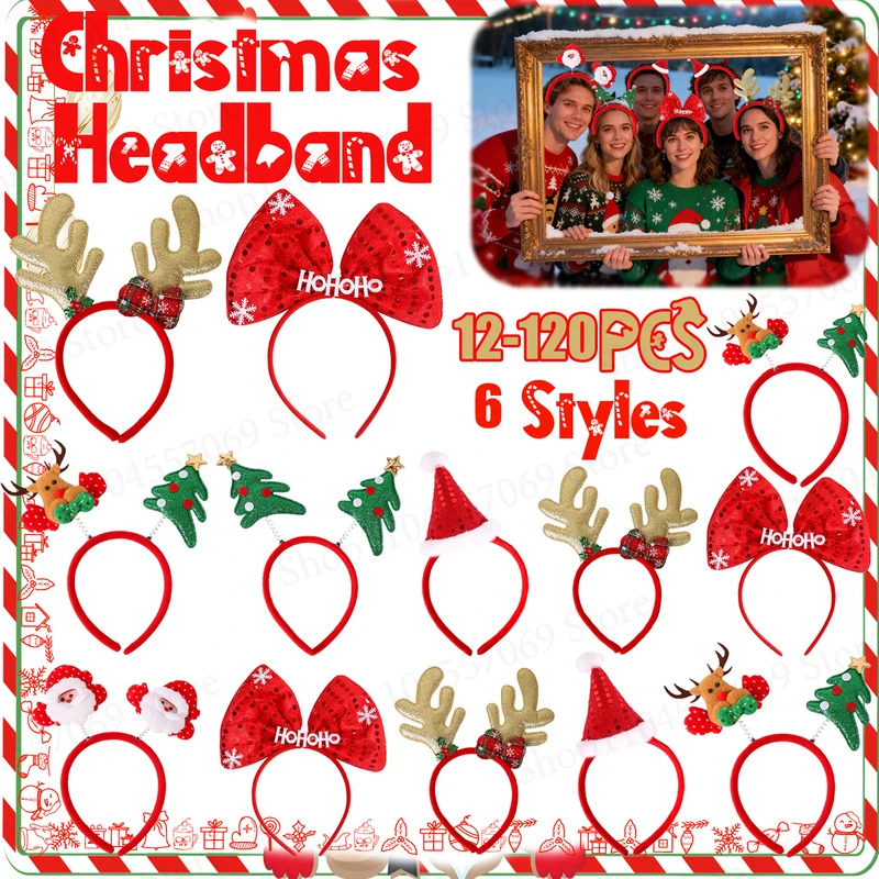 12-120Pcs Christmas Headband C - Reindeer Antlers Headband incelemesi ve fiyatı