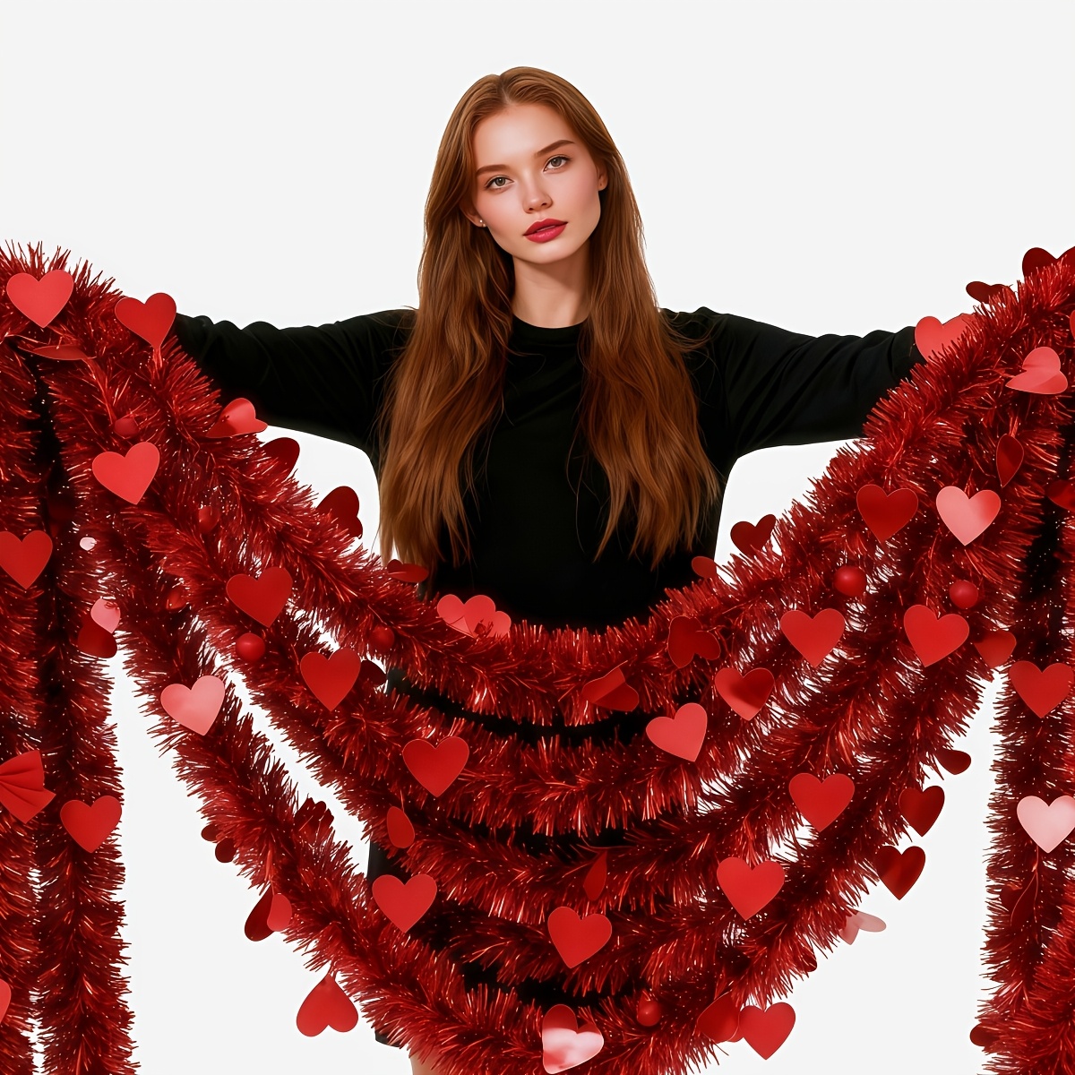 3pcs Red Heart Plastic Tinsel  - Tinsel Garland Decoration incelemesi ve fiyatı