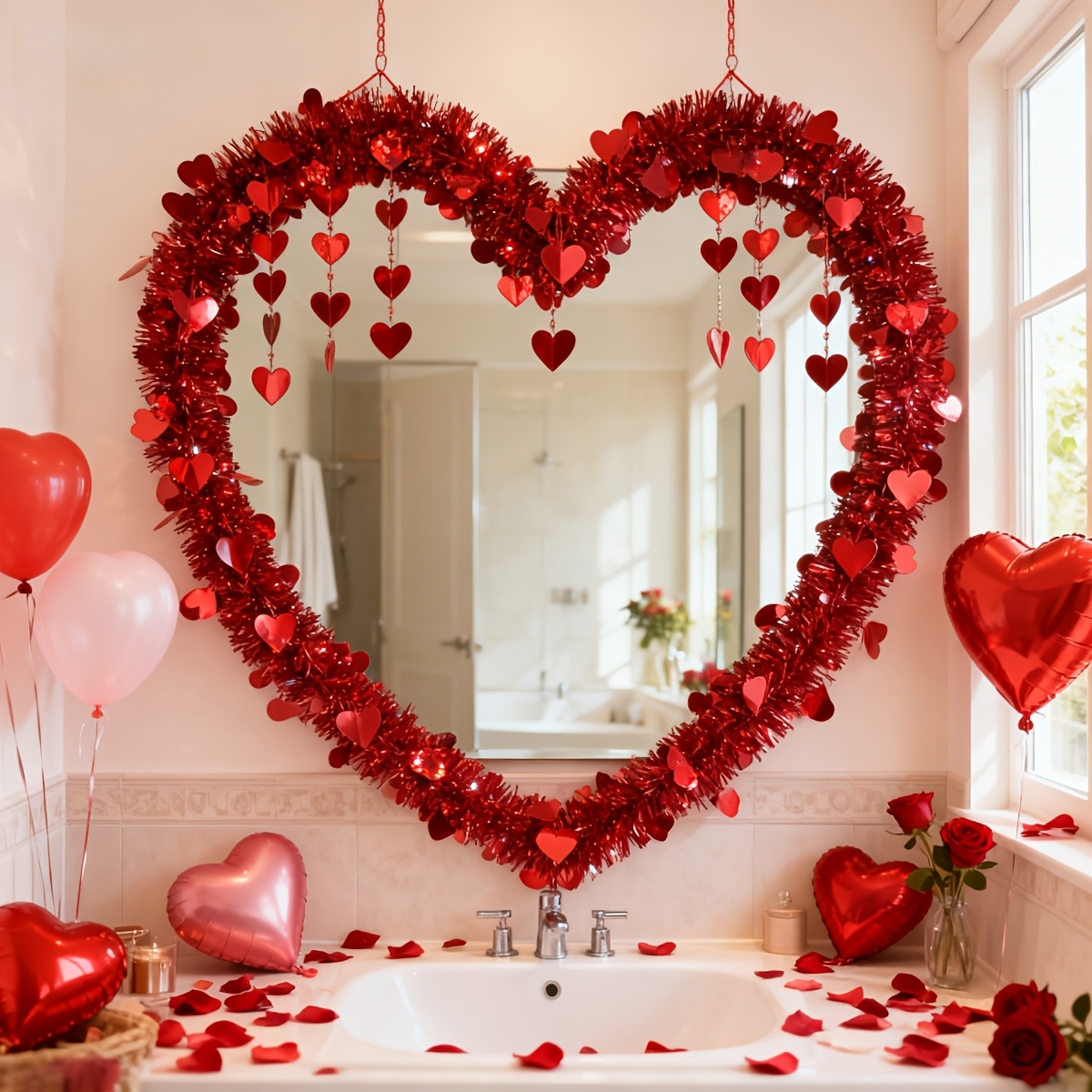 3pcs Red Heart Plastic Tinsel  - Tinsel Garland Decoration incelemesi ve fiyatı