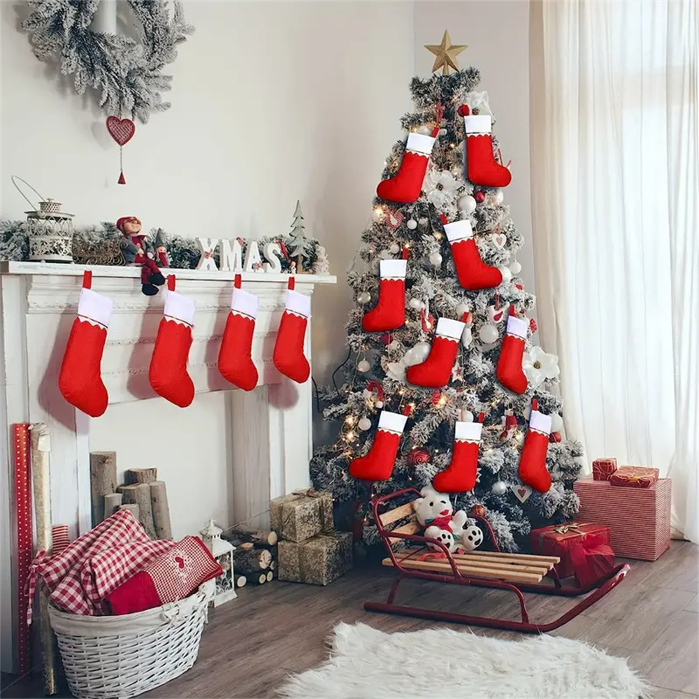 12pcs Red Felt Christmas Stock - Christmas Stocking Hanging incelemesi ve fiyatı
