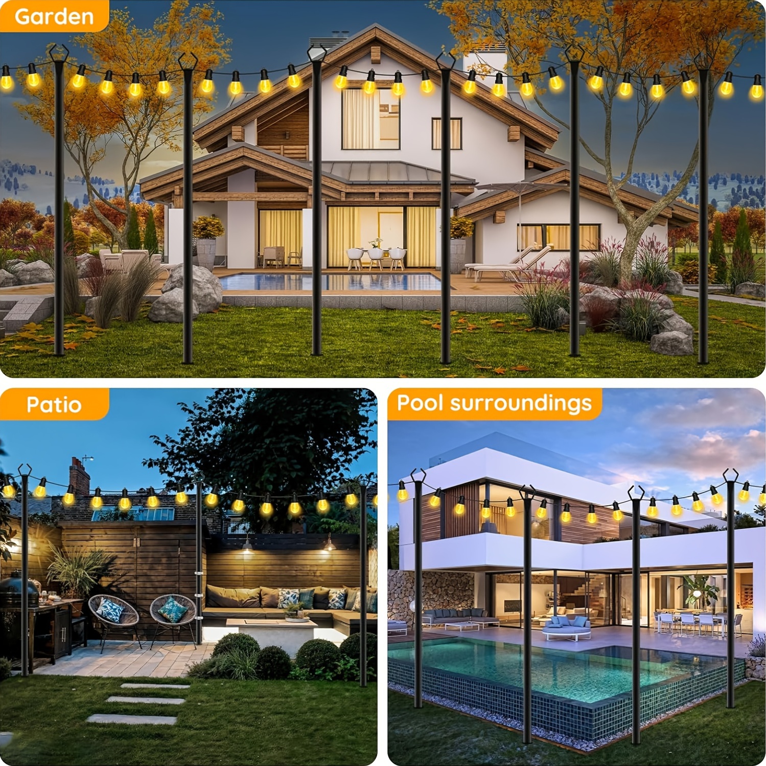 6/4/2 Pack 8.9Ft Heavy Duty Me - Christmas Lights Outdoor incelemesi ve fiyatı