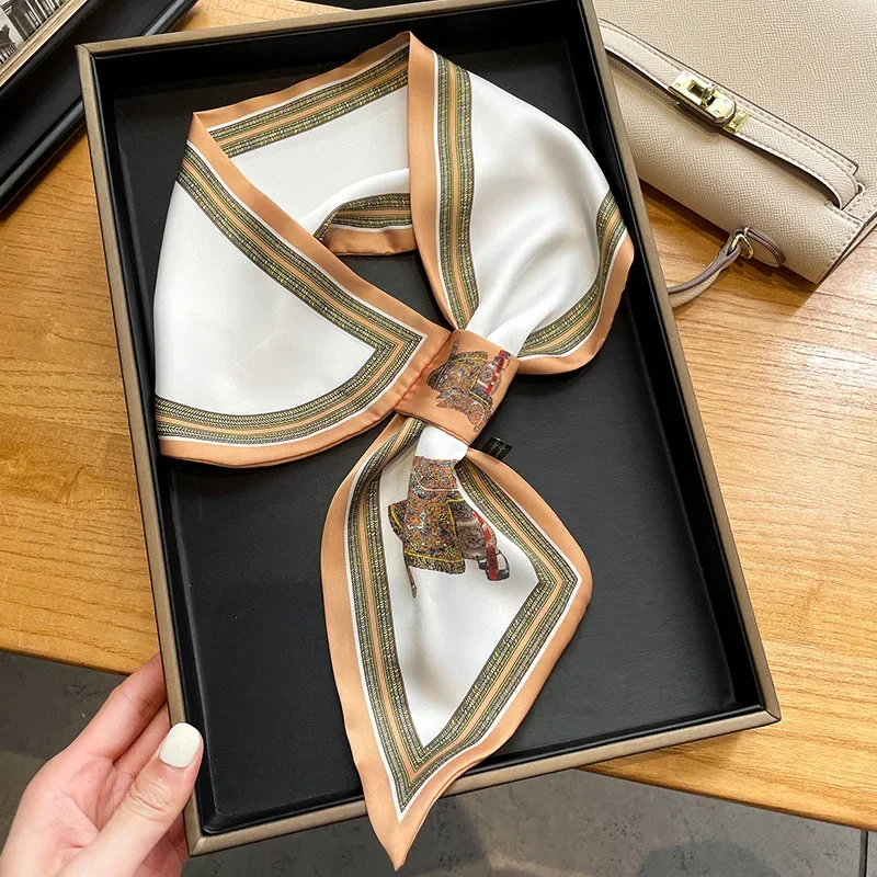 Retro Print Skinny Silk Scarfs - Ribbon Bow Gift incelemesi ve fiyatı