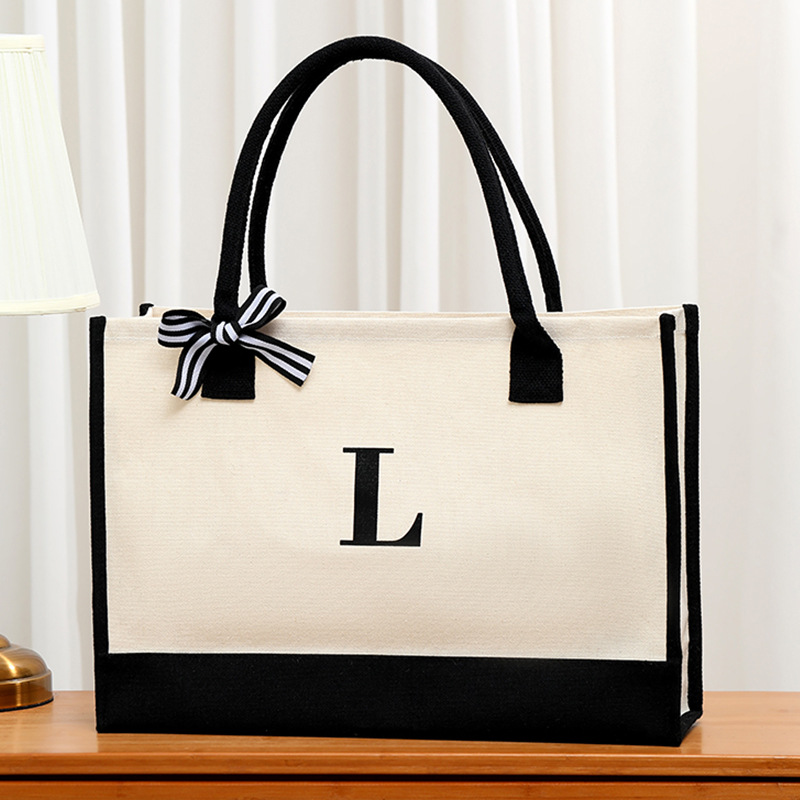 Simple canvas letter tote bag  - Ribbon Bow Gift incelemesi ve fiyatı