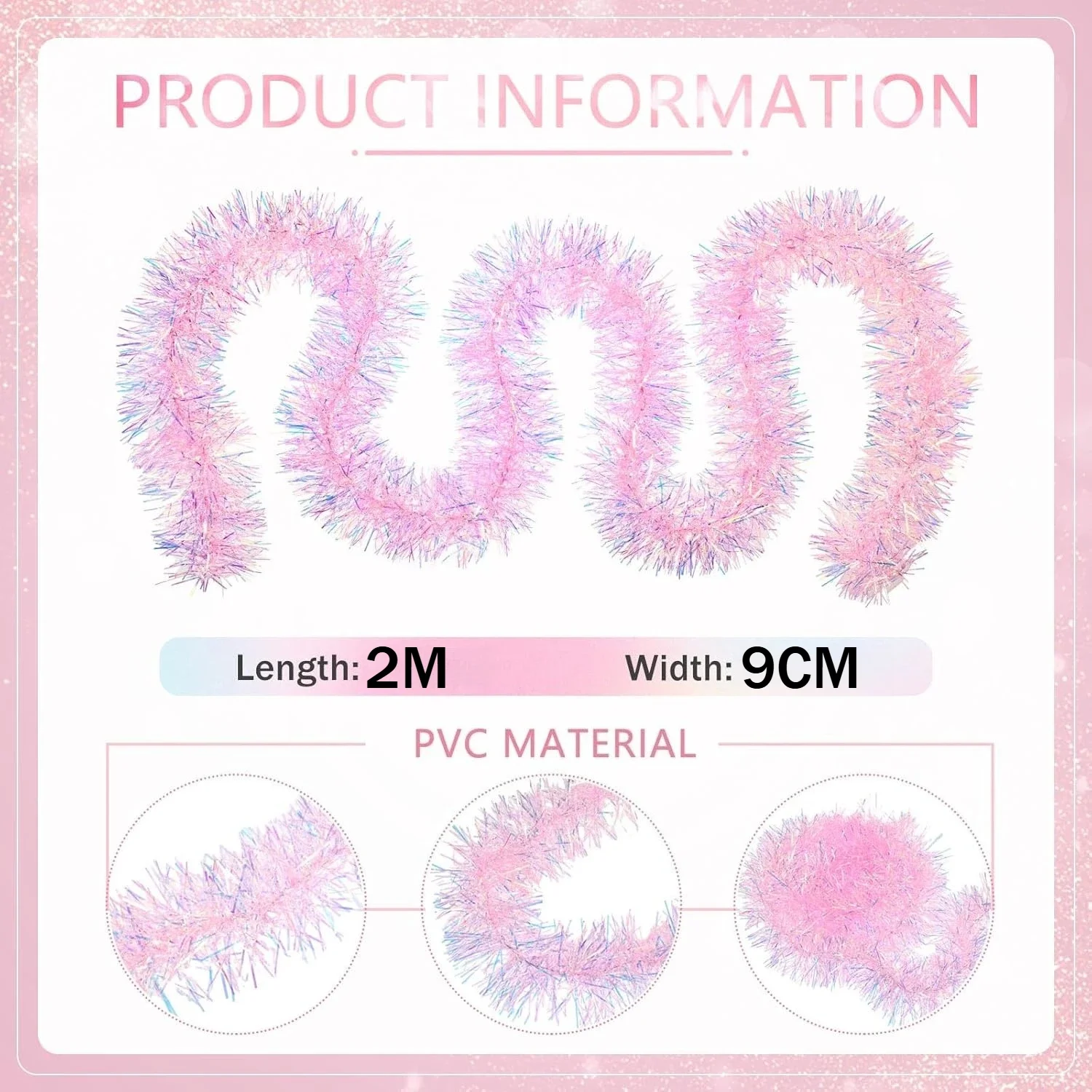 2M Pink Christmas Tinsel Garla - Tinsel Garland Decoration incelemesi ve fiyatı