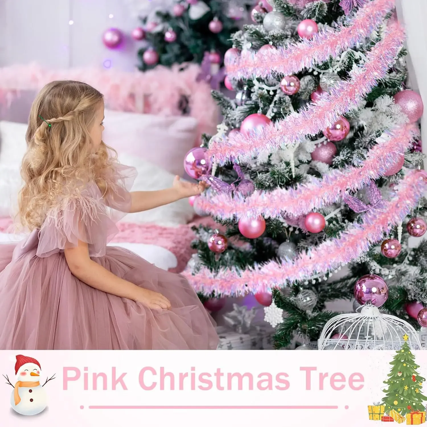 2M Pink Christmas Tinsel Garla - Tinsel Garland Decoration incelemesi ve fiyatı