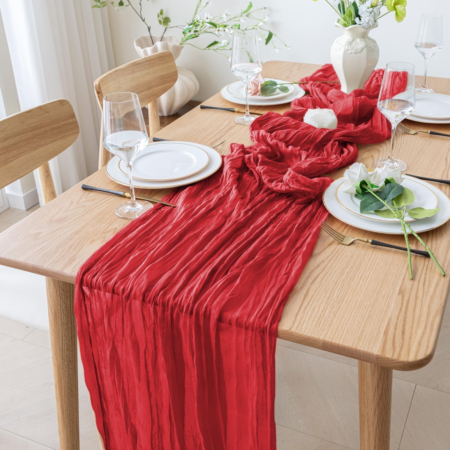 1.8/3/4M Long Red Table Runner - Christmas Table Runner incelemesi ve fiyatı